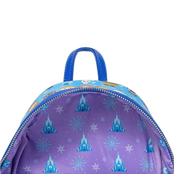 Loungefly Disney Frozen Chibi Mini Backpack Elsa Anna Olaf Bag AOP Vegan Leather main image 12